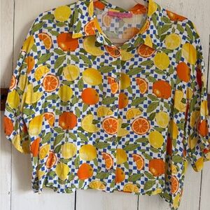 Rose & Olive Vibrant Fruit and Leaf Blouse